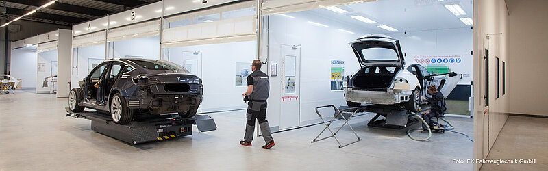 Abgetrennte Bereiche in einem Kfz-Betrieb